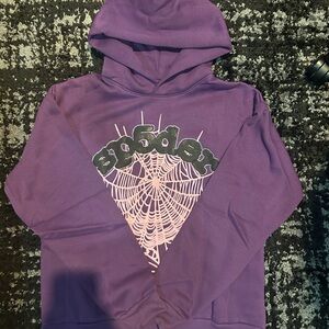 Sp5der purple Rhinestone Hoodie'